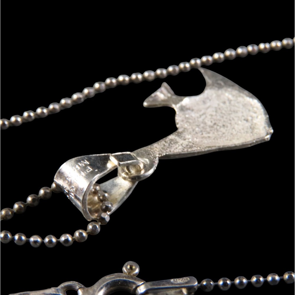 STERLING SILVER 16" Faceted Ball-Chain Necklace DIAMOND CUT ANGEL FISH PENDANT - Picture 4 of 5